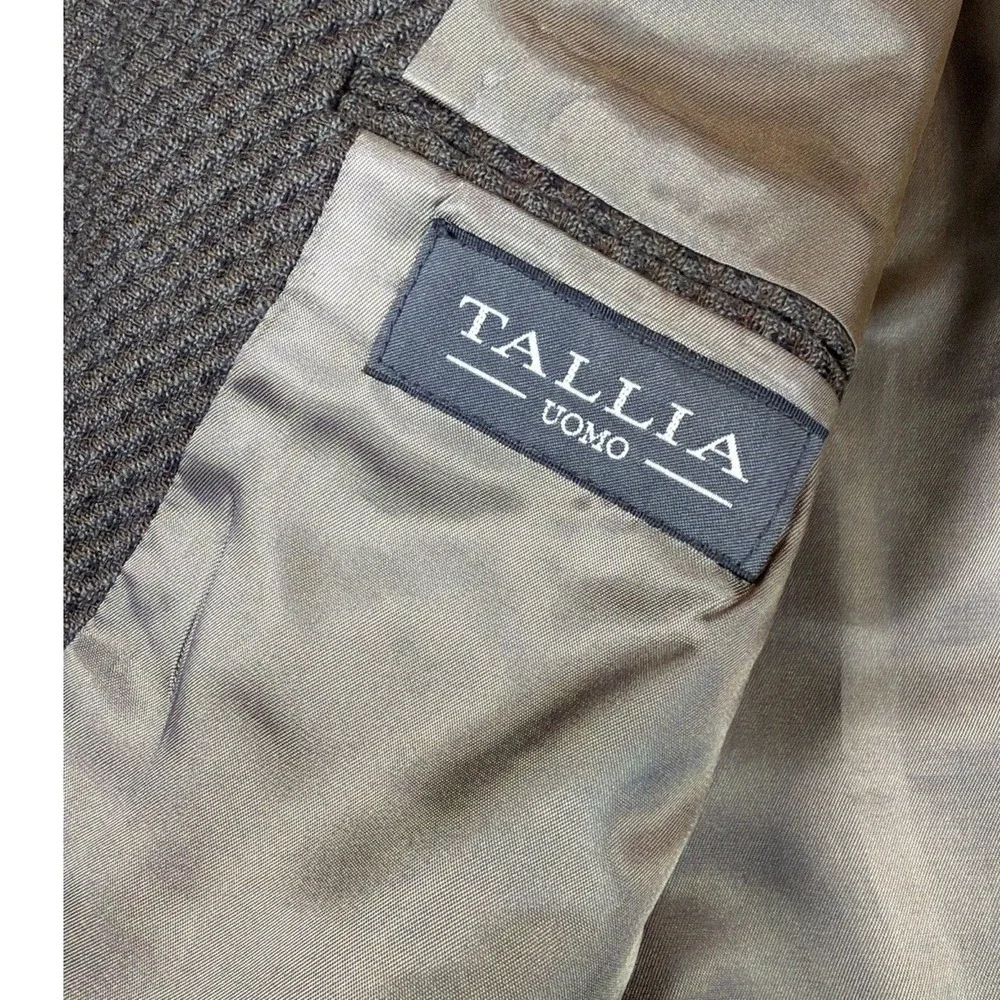 Tallia Uomo Mens 42R Brown Worsted Wool 3-Button‎ Blazer Sport Coat Vintage USA